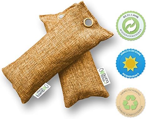 mosoobamboo »freShoes« 2x75g | Shoe Deodoriser Made of Activated Bamboo Charcoal | All Natural Odour Absorber | Alternative to Sprays & Chemicals Against Bacteria, Mold, Mildew | No More Stinky Shoes, Gym Bags & Socks | Air freshener for Closet, Bathroom, Bedroom, Fridge | Air Dehumidifier & Smoke Smell Remover