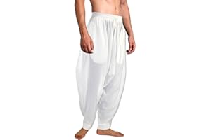 AITFINEISM Pantaloni Harem da Uomo Comodi Pantaloni Elastici in Vita Moda Tinta Unita Casual Yoga Hippies Pantaloni