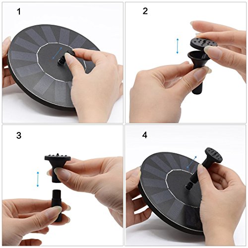 Solar Teichpumpe, tronisky Solar Panel Freie stehende Brunnen und pumpe Solar Wasserpumpe für Gartenteich Springbrunnen für Gartenteich,Vogel-Bad, Fisch-Behälter, kleiner Teich - 5