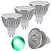 Produktbild GreenSun LED Lighting 4er Pack MR16 GU5,3 LED Lampe, 3W Reflektorlampe 240LM, Ersetzt 35 Watt Glühlampen, 12V LED Leuchtmittel Birnen Spotstrahler, 120° Abstrahwinkel, Grün-Licht