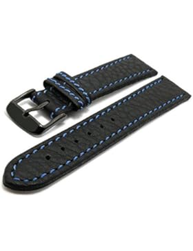 Meyhofer Uhrenarmband Tebessa 20mm schwarz blaue Naht schwarze Schließe MyHekslb111/20mm/schwarz/blN