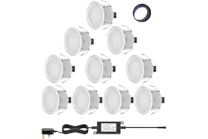 CHNXU Low Voltage Outdoor LED Decking Lights 30mm Recessed Garden Lights Waterproof IP67 Deck Lighting Kits for Kitchen Plinths, Bathroom, Patio Deck, Yard, Garden (10 Pack, Cold White)
