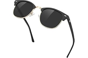 KANASTAL Alta Protección Gafas de Sol Polarizadas Hombre y Mujer Vintage Clasicas Medio Marco UV400 para Conducir Viajar Correr