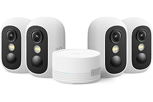 eufy Security eufyCam C35 4 Pack with HomeBase Mini, Wireless Security Indoor/Outdoor Camera, Magnetic Mount, Colour Night Vision, Subscription-Free On-Device Storage, IP67, Facial Recognition, White