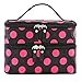 Travel Make Up Bag Cosmetic Toiletry Storage Hand Bag Make-up Case,Red Dot Pattern Double Layer Dual Zipper With Mirror From TianQin WY