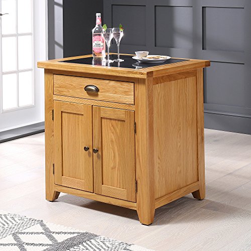 The Furniture Market Cheshire Oak Small Kitchen Island Granite Butchers Block - Image 3