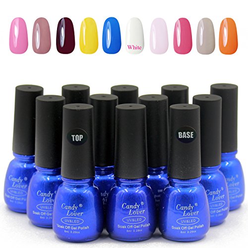 Candy Lover Soak Off Gel Nail Polish 8ml 10colors+Base+Top Environmental Colors Kits set #05