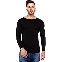 Fancyway Men's Round Neck Interlock Design Full Sleeves Casual T-Shirt