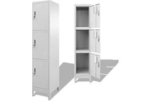 Festnight Mueble Archivador Armario de Oficina Acero con 3 Compartimentos,38x45x180 cm(Tipo 3)