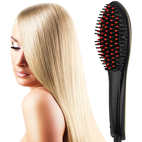 Molain Haarglätter , elektrische Haarbürste  mit Verbrühschutz und  Antistatik( schwarz) - 2