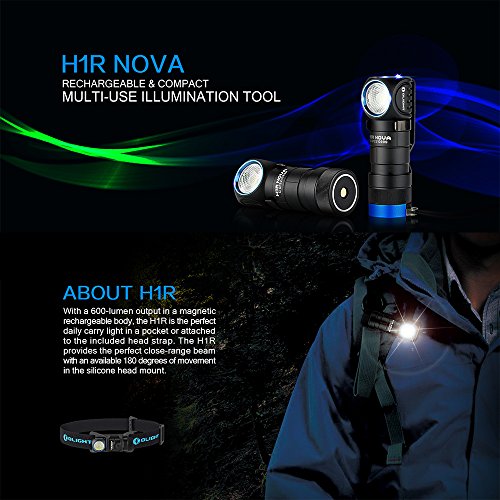 Olight® H1/H1R Nova Stirnlampe Taschenlampe Multi-funktion-Lampe mit CREE XM-L2 CW/NW LED – inkl. 1 x 16340 Batterie – universell und praktisch (kaltweiß, neutralweiß und aufladbar Kit Version verfügbar) - 3