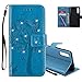 Produktbild COTDINFOR Huawei P20 Pro Hülle für Mädchen Elegant Retro Premium PU Lederhülle Handy Tasche mit Magnet Standfunktion Schutz Etui für Huawei P20 Pro Blue Wishing Tree with Diamond KT.