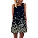 Produktbild TEBAISE Damen Ärmellos 3D Blumendrucken Sommerkleid Beachwear Strandmode Kleider Kurz Rundhals Minikleid im Ethno-Style Tunika Freizeitkleid A Linien Hemdkleid Blusekleid Karneval Rockabilly Knielang