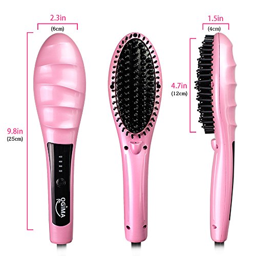 Glättungsbürste, OGIMA Pro Detangling Haar Styling Pinsel Elektrische Anion Haarpflege Kamm, Anti-Scald Wirksames Seidiges Haar-Massagegerät-Bürste, Heizung Silky Hair Paddle Bürste (Pink), 1 JAHR GARANTIE - 2