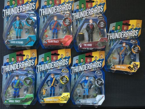 Set of 7 Thunderbirds are Go Figures - Alan, John, Gordon, Scott, Virgil, Kayo & The Hood