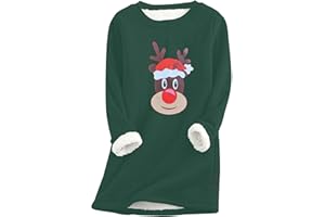 YMING Donne Felpa Girocollo Caldo Maglione Peluche Maglione Manica Lunga Maglione Natalizio