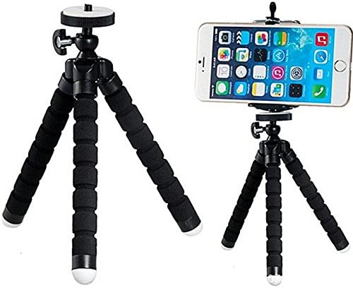 ACXOPT Flexible Portable OctopusTripodMonopod with E Shape Phone Holder Clip（Black)