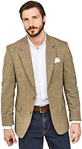 Mens Woolmix Herringbone Tailored Jacket Blazer Brown 48L