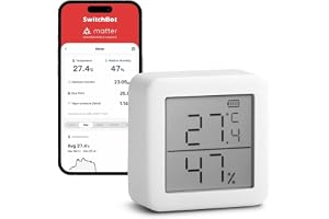 SwitchBot Uppkopplad inomhushygrometertermometer- digital termometer för hemmet, liten atmosfärstermometer med APP-kontroll