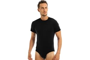 YOOJIA Body Homme T-Shirts de Sport Maillots de Corps Homme Body de Sport Manche Courte Justaucorps Gymnastique Homme Bodysuit de Sport Pyjama Shirt Coton