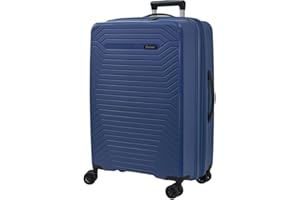 SISET Air Nova Maleta de Viaje Mediana Expandible (66x45x28/31cm), Fabricada en Polipropileno, 4 Ruedas Dobles Silenciosas y Cerradura Combinación TSA. (Mediana), (80L), (3.8kg), (Azul Marino).