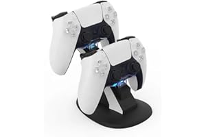 ULTIPRO MAX Base de Carga para Mando PS5 Playstation5 con Conexión USB-C y Indicadores LED, Cargador Rápido para 2 Mandos Inalámbricos PlayStation 5, Diseño Compacto y Elegante (PS5 Base de Carga 2 Mandos)