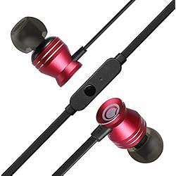 GGMM Auriculares In-Ear, Sonido Estéreo Auriculares con Microfono, Diseño Ergonómico Cómodo para iPhone, Huawei, XiaoMi y MP3 -Vino Rojo