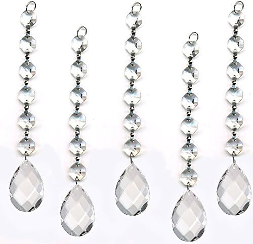 ColorMax 5 Pieces Diamond Hanging Crystal Garland Wedding Strand with 6 Beads and Prism Pendant Accent made with Magnificent Crystal