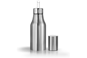 OlBuWa dammtät läckagesäker rostfritt stål oljedispenser flaska med lock – olivolja kruka för kök matlagning och salladsdressing (500 ml/17 uns)