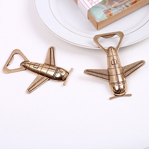 Hochzeit Geschenk Flugzeug Flaschenöffner Kapselheber Bieröffner Öffner Gold - 4