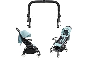 Fiotha Bracciolo Per Passeggino, 37x25cm Universale Passeggino Paraurti Bar, Barra Paraurti Per Passeggino, Maniglione Per Passeggino Regolabile E Rimovibile, Passeggino Parti Accessori(Nero)