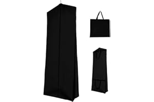 TIGERKINWIT Housse de Robe de Mariée 72" Pliable Respirantes Housses de Vêtements Avec 2 PoignéesAnti Poussière Sac de Vêtement pour Costumes de Danse Manteaux Robe de Soirée 180 x 80 x30cm (Noir)
