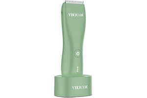 VIKICON Electric Body Hair Trimmer, Groin & Body Groomer for Men, Waterproof Ball Shaver with Ceramic Blade Head, Ultimate Hygiene Razor w/Charging Dock, Gift for Dad