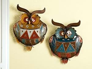 Wanddeko 'Eulen', 2-teiliges Set, 32 x 26 x 6 cm, farbig: Amazon.de: Garten