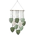 Povxlum 90 * 40cm Leaf Macrame Wall Hanging Boho Room Home Decor Woven Aesthetic Wall Tapestry Home Room Wedding Decoration Green