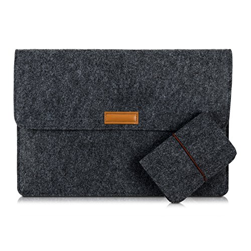 kwmobile Laptoptasche Filz Sleeve für 15" 15,6" Laptop / Ultrabook - Notebook Tasche Schutzhülle Laptop Case Hülle in Dunkelgrau mit Innentaschen Innenmaße: ca. 41,5 x 31 cm