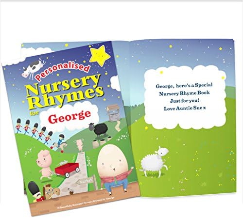 Personalised Nursery Rhymes Book. Childrens Story Book with Childs Name Gift