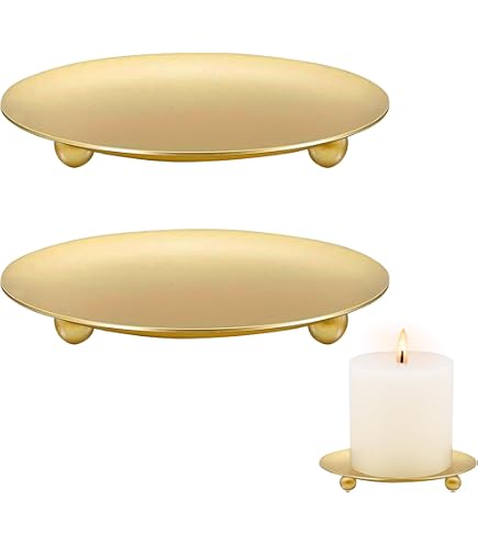 4 Stück Kerzenuntersetzer, Rund Universelle Kerzen Untersetzer für Stumpenkerzen bis 9 cm, Kerzen Halter für Weihnachten, Familie Party und Hochzeit (Schwarz,Gold)