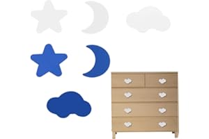 PEOAVRU Schubladenknöpfe Möbelknäufe, 6 Stück Schrankknöpfe, Cartoon Form Weicher Kleber Knöpfe für Kinder, für Schrankgriff Schubladen Knöpfe, Kinderzimmer Schränke, Mehrfarbig, Weiß, Blau