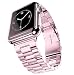 Produktbild HACKK Apple Uhrenarmbänder Uhrenarmband Ersatzband Kompatibel Apple Watch iWatch 38/40 / 42 / 44mm Serie 4/3/2/1 Entität DREI Ketten Push-Button versteckter Verschluss Stahlstreifen,Rosepink,40mm