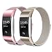 Produktbild Fitbit Charge 2 armband, Milanese Fitbit Charge 2 Ersatzarmband Edelstahl Fitbit Armbänder Charge 2 mit Magnet-Verschluss Armband für Fitbit Charge MEHRWEG (5.5"-8.5", Roségold + Champagner)