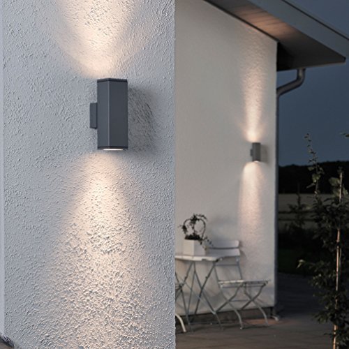 LED Wandleuchte DOM Außenleuchte, 2-Flammig, Aluminium, Anthrazit, GU10-230V, (Form:A5) (Warmweiß) - 3