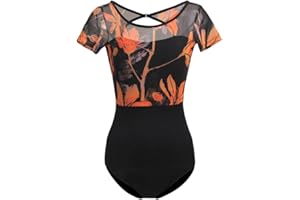 ROYAL SMEELA body da balletto maniche corte body danza classica stampato adulto body ballerina donna body da ballo donna body di danza classica donna body per la danza classica body ginnastica