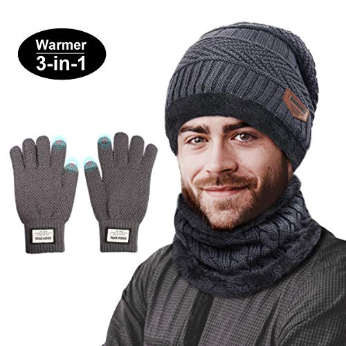grey hat scarf and gloves set