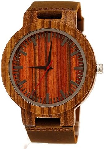 'Henny Small Designer Limited Edition Men's Organic Wood Cow Leather Strap watch ladies watch in brown with Watch Box