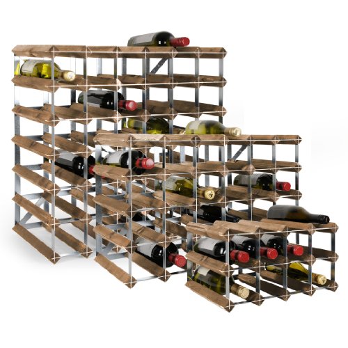 Weinregal / Flaschenregal System TREND für 18 Fl., Holz Kiefer dunkelbraun gebeizt, stapelbar / erweiterbar, komplett montiert – H 22,8 x B 61,2 x T 30 cm - 3