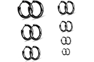 GANMFOYC 7 pairs of stainless steel hoop earrings, nasolabial rings, male and female small cartilage hoop earring accessories, 8mm, 10mm, 12mm, 14mm, 16mm, 18mm, 20mm
