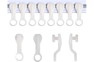 ASIWUJING Curtain Glider Hooks White Plastic Curtain Hook (Pack of 25)
