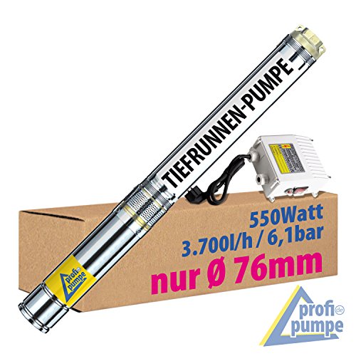 SONDERPREIS! 3" Zoll - 550W BRUNNENPUMPE TIEFBRUNNENPUMPE TAUCHDRUCKPUMPE TAUCHPUMPE ROHRPUMPE GARTENPUMPE HAUSWASSERWERKWASSERPUMPE PUMPE Brunnen-Star-550-4=Die ENERGIE-SPAR PUMPE mit hoher Förderleistung und großem Druck für BRUNNEN bis ca. 25m Tiefe
