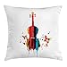 Produktbild coconut tree Violin Throw Pillow Cushion Cover, Artistic and Abstract Composition of Violoncello Dripping Paint Effect Butterflies, Decorative Square Accent Pillow Case, 16 X 16 Inches, Multicolor